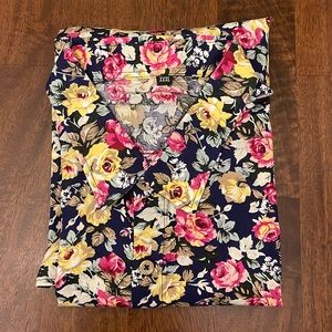 Mens Casual Floral Button Down Shirt Fits Like Medium M